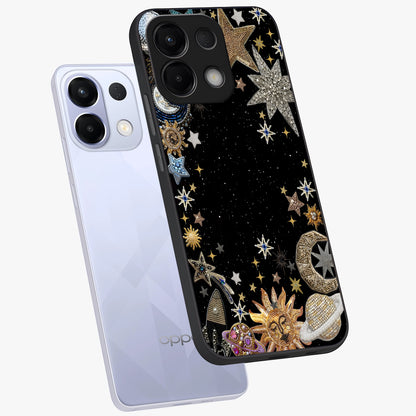 Galactic Jewel Stars Glass Case displayed in angled mockup highlighting shining celestial star design with cosmic aesthetic style.