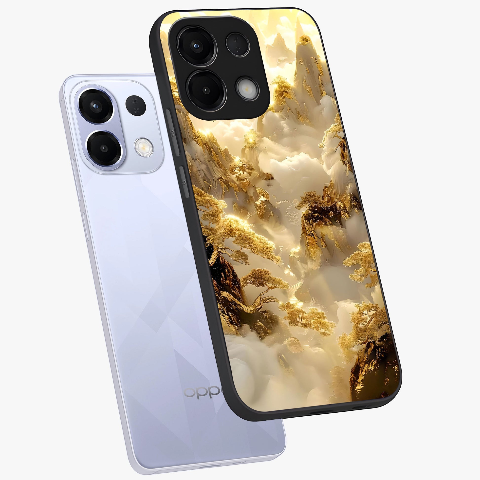 Gates Of Illumination Glass Case displayed in angled mockup highlighting radiant portal inspired design with fantasy aesthetic.