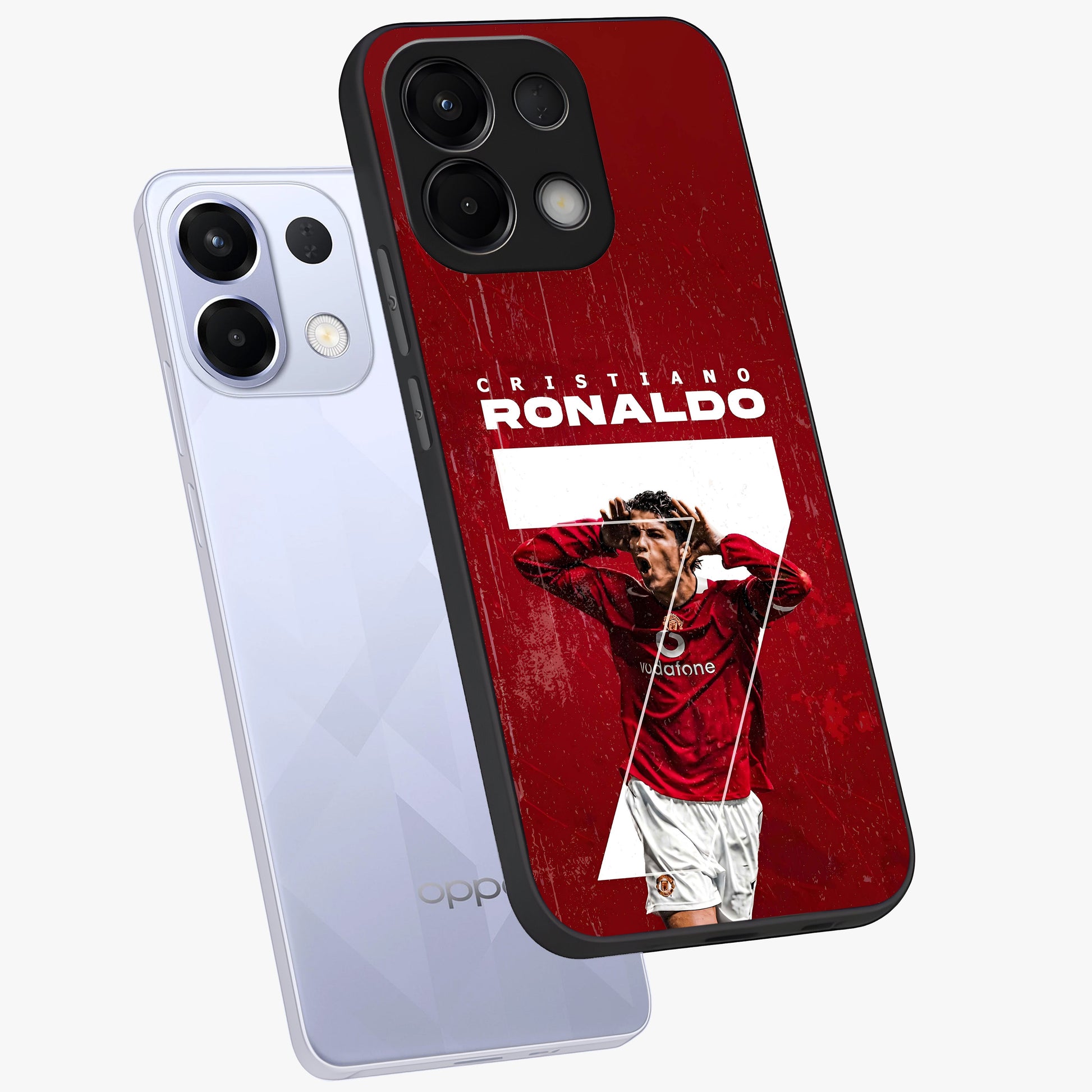Goal Celebration Legacy Glass Case displayed in angled mockup highlighting energetic sports celebration design with bold athletic theme.