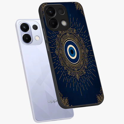 Golden Celestial Charm Glass Case displayed in angled mockup highlighting sparkling cosmic charm design with celestial aesthetic.