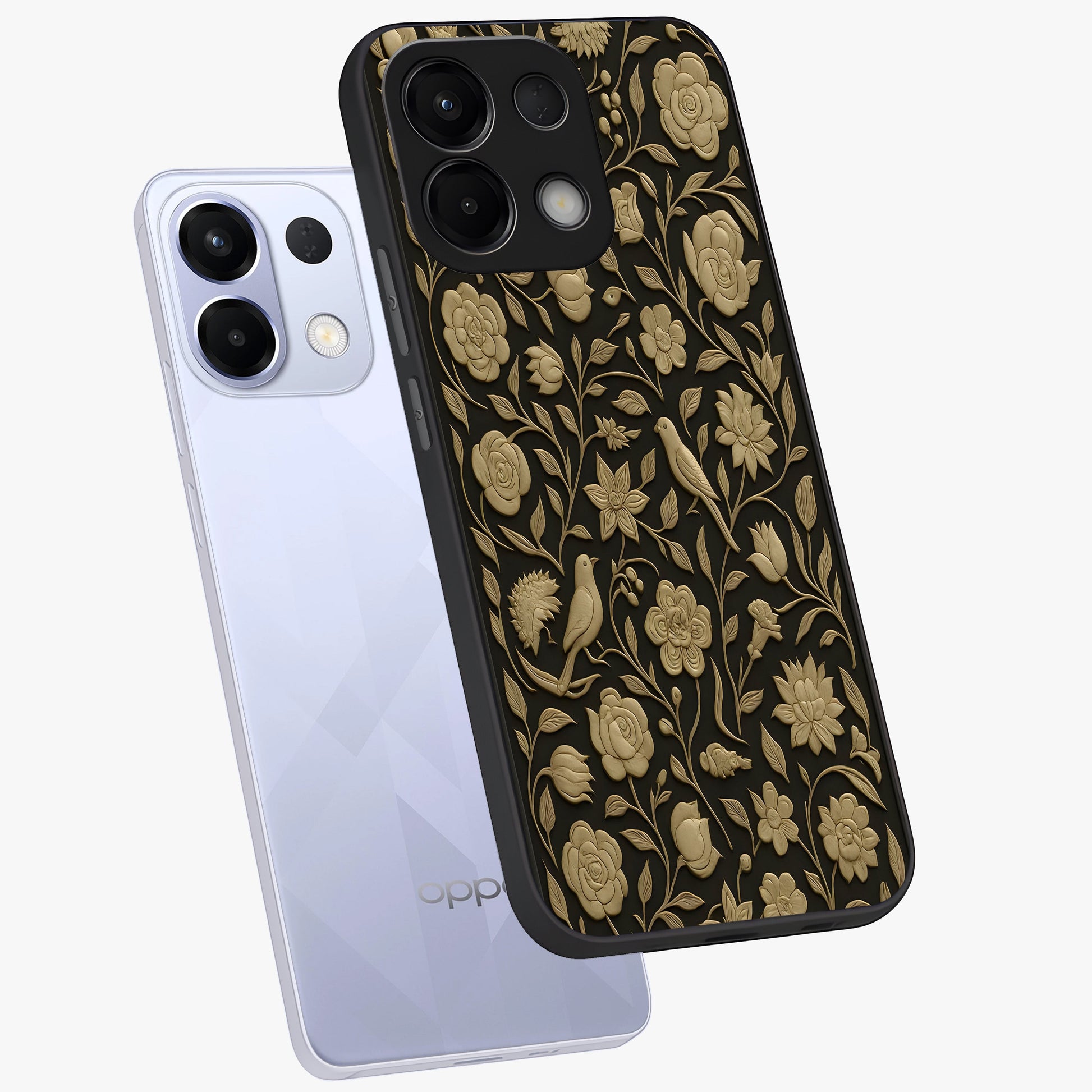 Golden Evil Eye Mandala Glass Case displayed in angled mockup highlighting protective evil eye symbol with golden mandala design.