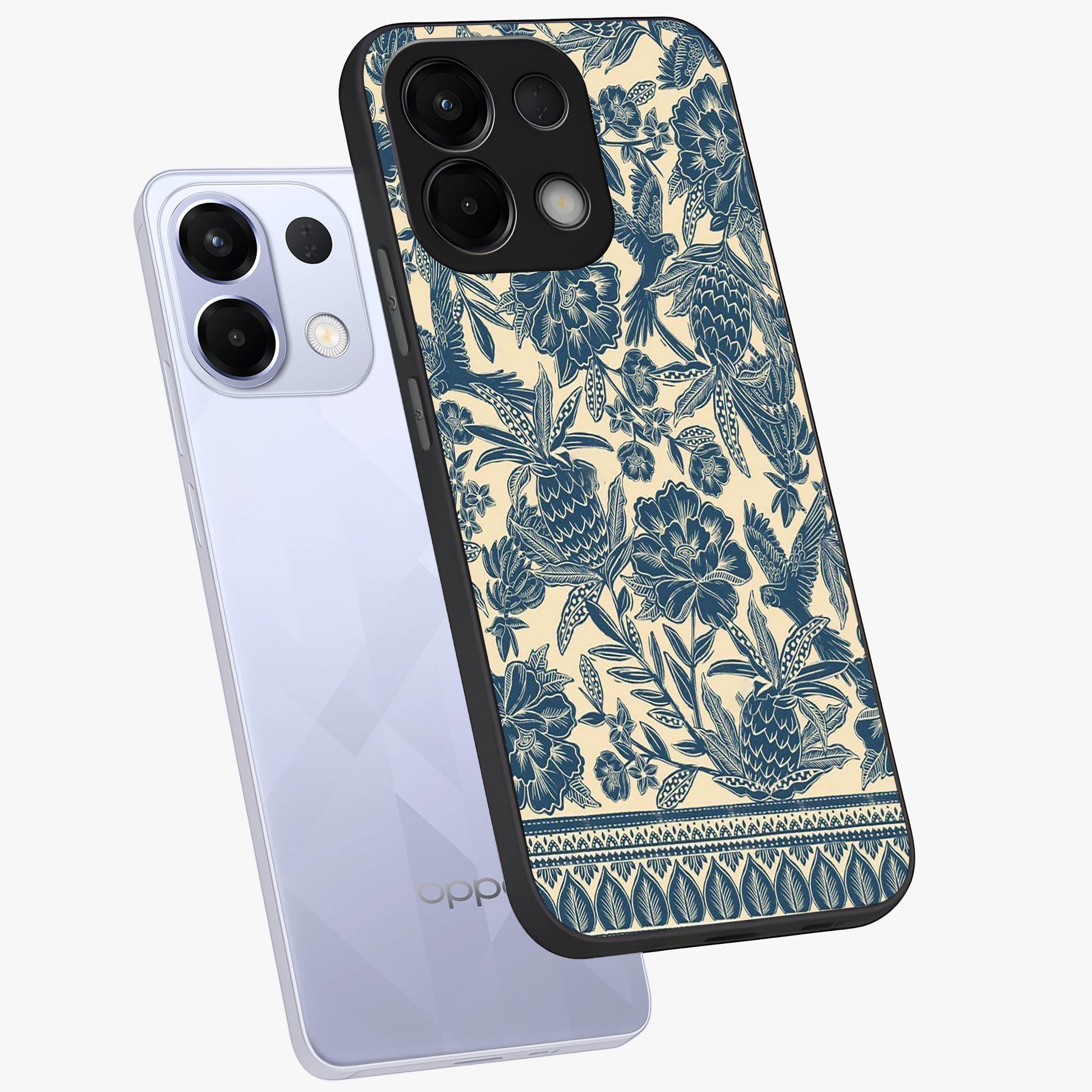 Heirloom Wild Bloom Glass Case displayed in angled mockup highlighting botanical bloom design with classic aesthetic style.