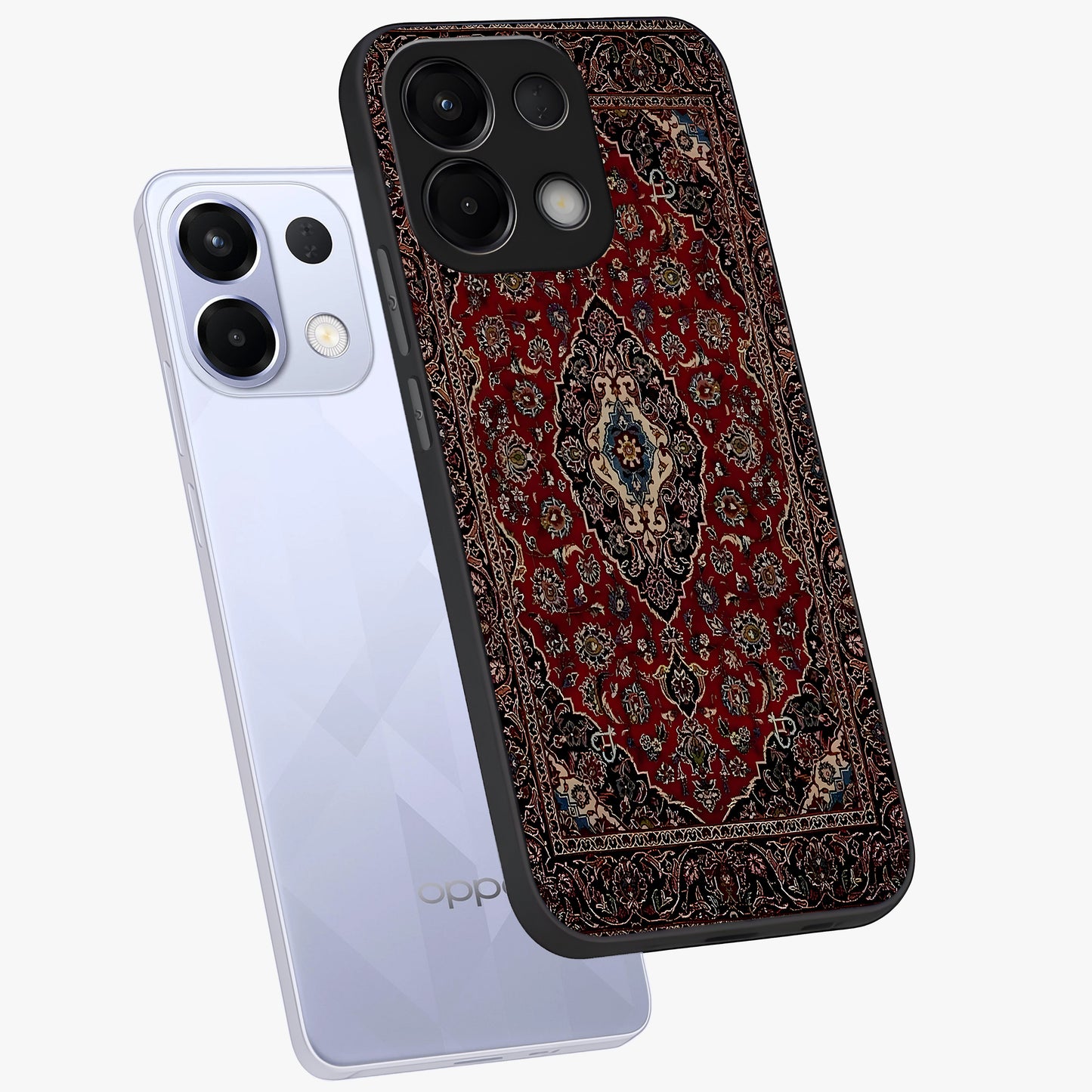 Heritage Carpet Royale Glass Case displayed in angled mockup highlighting intricate royal carpet design with heritage aesthetic.