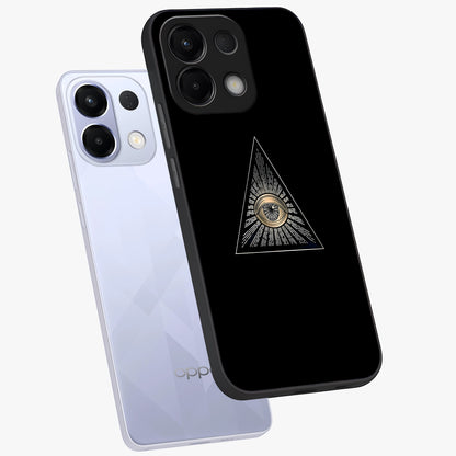 Illuminati Evil Glass Case displayed in angled mockup highlighting dark occult inspired design with bold aesthetic style.