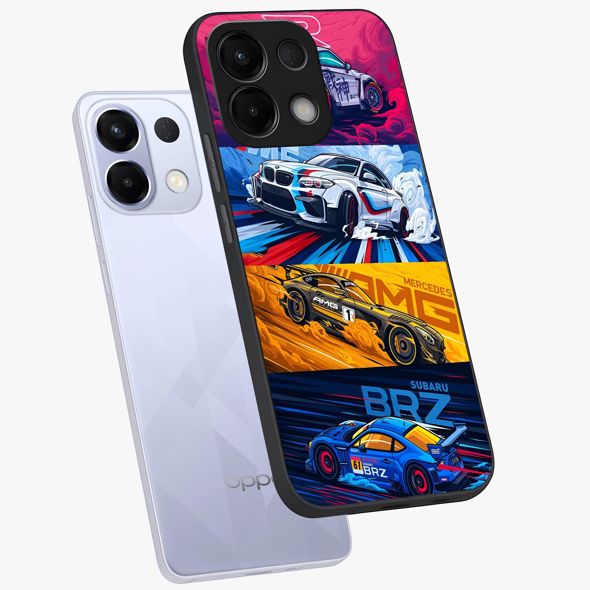 JDM Sports Car Glass Case displayed in angled mockup highlighting sleek Japanese racing car design with automotive aesthetic.