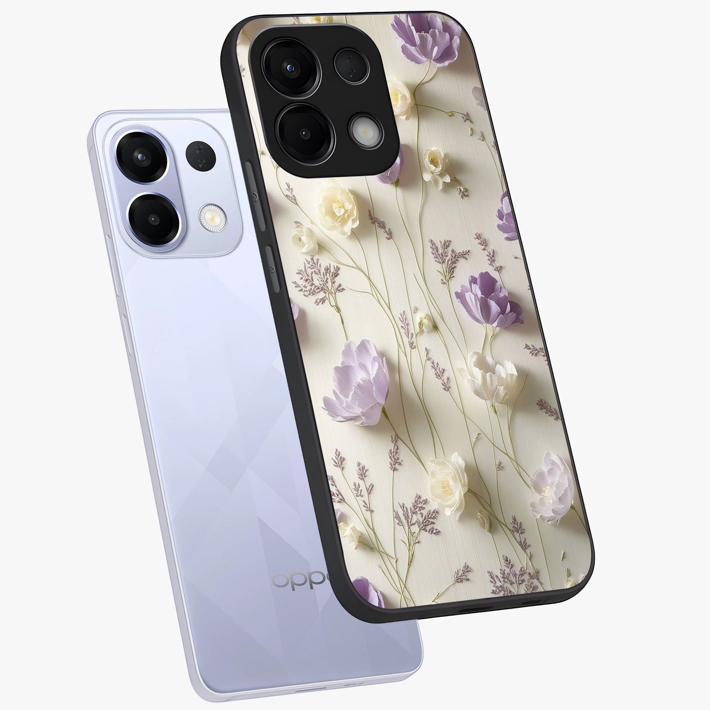 Lilac Breeze Harmony Glass Case displayed in angled mockup highlighting calm lilac breeze design with soothing aesthetic style.