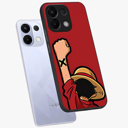 Luffy X Spirit Glass Case displayed in angled mockup highlighting powerful anime design with energetic action aesthetic.