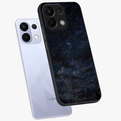 Lunar Veil Silence Glass Case displayed in angled mockup highlighting soft lunar design with peaceful celestial aesthetic.