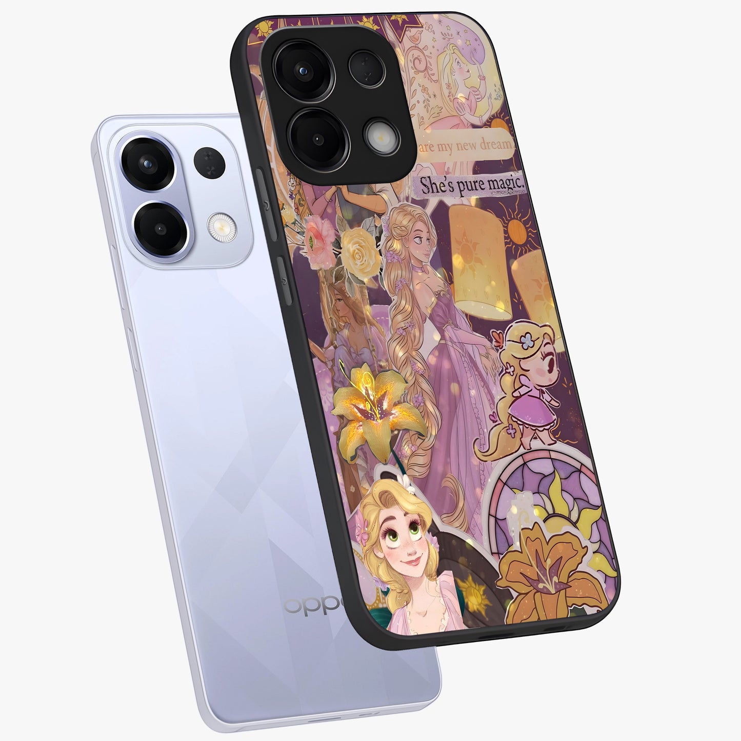 Magical Tangled Dream Glass Case displayed in angled mockup highlighting whimsical fantasy design with magical aesthetic.