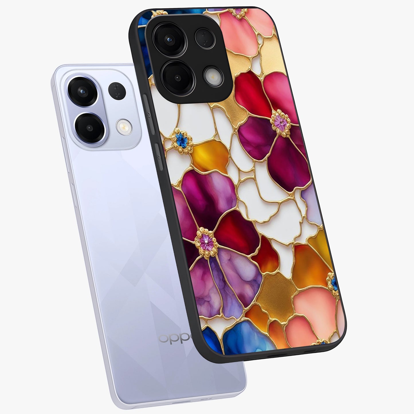 Marble Flower Pattern Glass Case displayed in angled mockup highlighting elegant marble floral design with modern aesthetic.