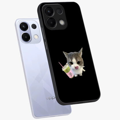 Matcha Cat Style Glass Case displayed in angled mockup highlighting playful feline design with pastel matcha aesthetic.