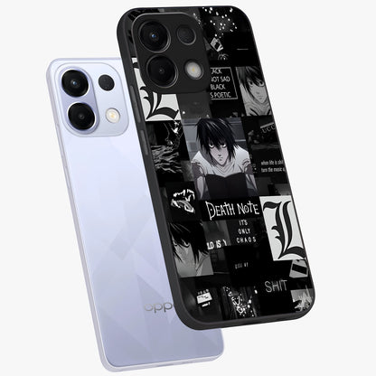 Midnight Chaos Mind Glass Case displayed in angled mockup highlighting chaotic artistic design with dramatic midnight aesthetic.