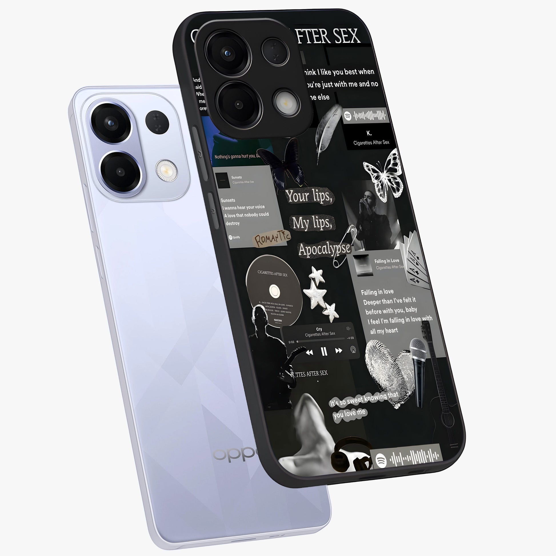 Midnight Love Echo Glass Case displayed in angled mockup highlighting elegant love inspired design with deep aesthetic style.