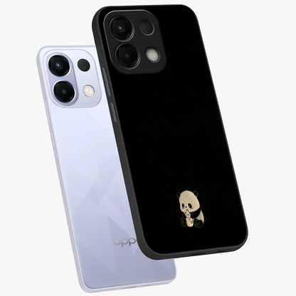 Midnight Panda Love Glass Case displayed in angled mockup highlighting adorable panda illustration with midnight aesthetic.