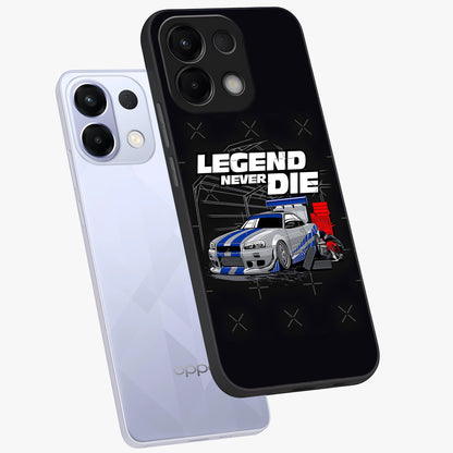 Midnight Racing Legacy Glass Case displayed in angled mockup highlighting dynamic automotive design with bold midnight aesthetic.