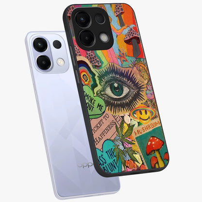 Mystic Eye Wonderland Glass Case displayed in angled mockup highlighting magical eye illustration with dreamy aesthetic.