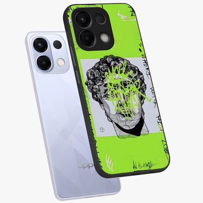 Neo Graffiti Rebellion Glass Case displayed in angled mockup highlighting urban street art design with rebellious aesthetic.