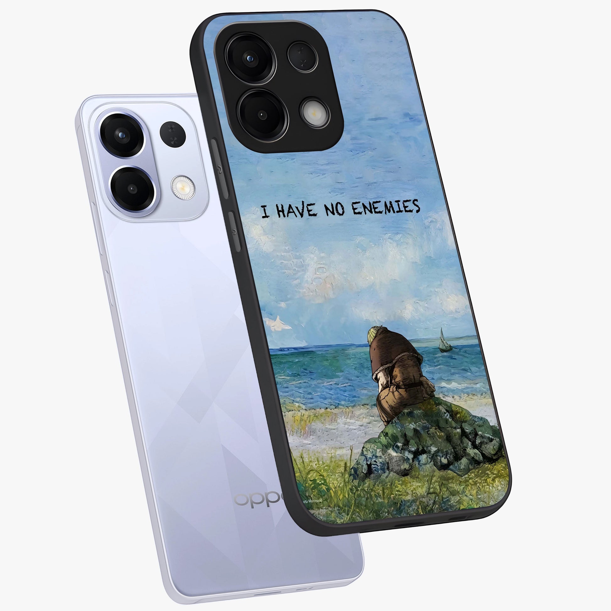 Peace Beyond War Glass Case displayed in angled mockup highlighting meaningful message design with artistic aesthetic style.