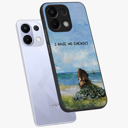 Peace Beyond War Glass Case displayed in angled mockup highlighting meaningful message design with artistic aesthetic style.