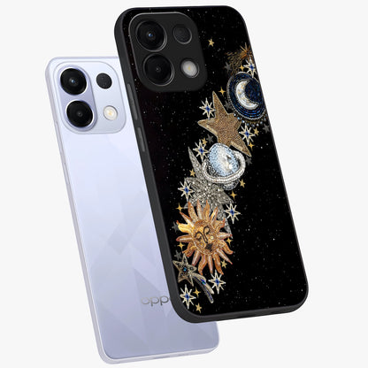Pearls Universe Object Glass Case displayed in angled mockup highlighting celestial pearl design with dreamy aesthetic.