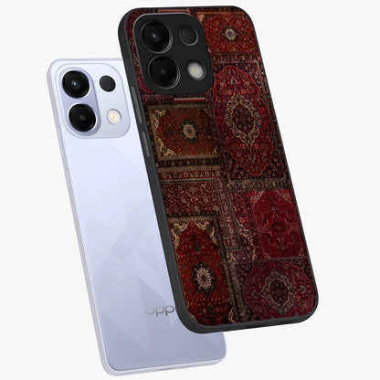 Persian Velvet Tale Glass Case displayed in angled mockup highlighting ornate textile inspired design with royal aesthetic.