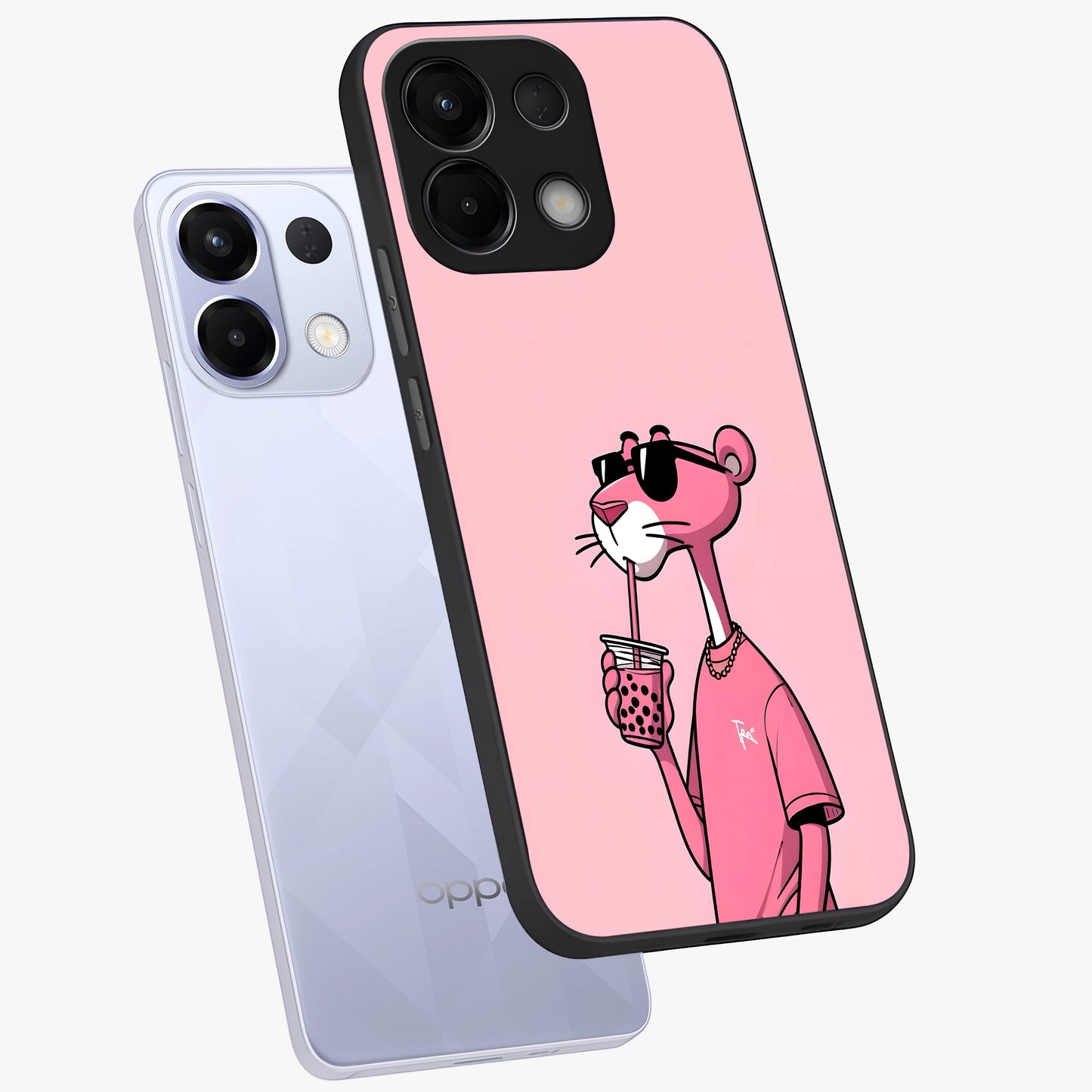 Pink Panther Glass Case displayed in angled mockup highlighting playful cartoon character design with vibrant pink aesthetic.