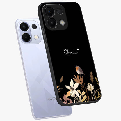 Quiet Garden Tune Custom Name Glass Case displayed in angled mockup highlighting delicate floral garden design with custom name feature.