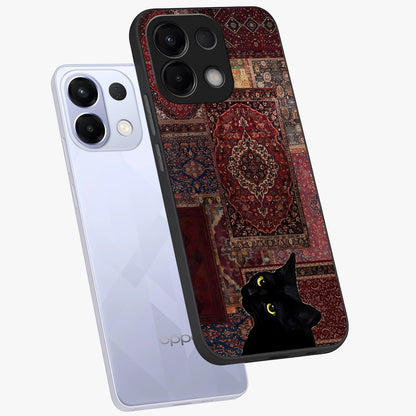Regal Magic Cat Apple Glass Case displayed in angled mockup highlighting whimsical feline design with fantasy aesthetic.