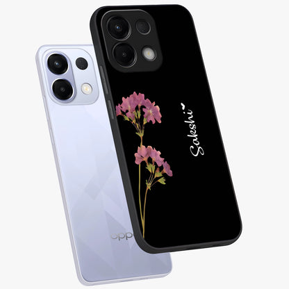 Riching Lavender Flower Custom Name Glass Case displayed in angled mockup highlighting delicate lavender flower design with custom name feature.