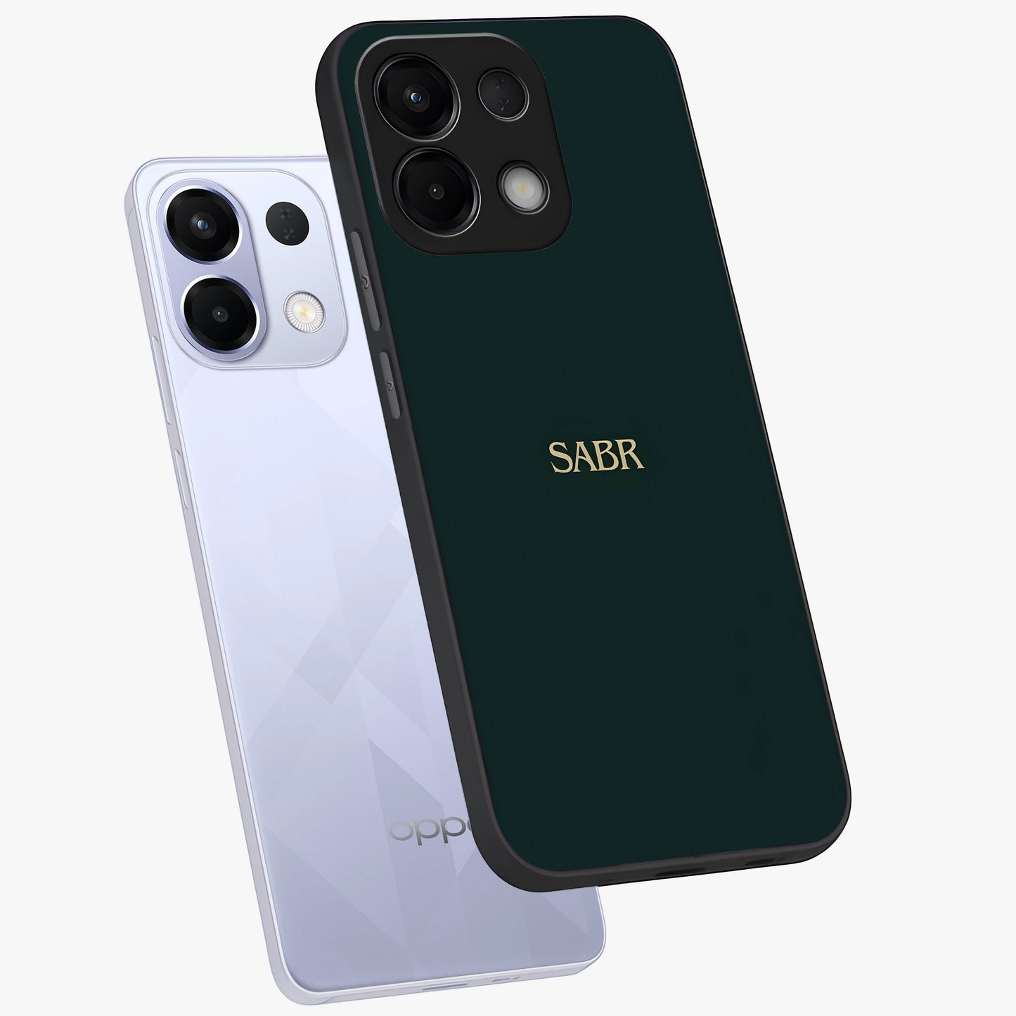 Sabr Minimal Patience Glass Case displayed in angled mockup highlighting simple inspirational design with clean aesthetic style.