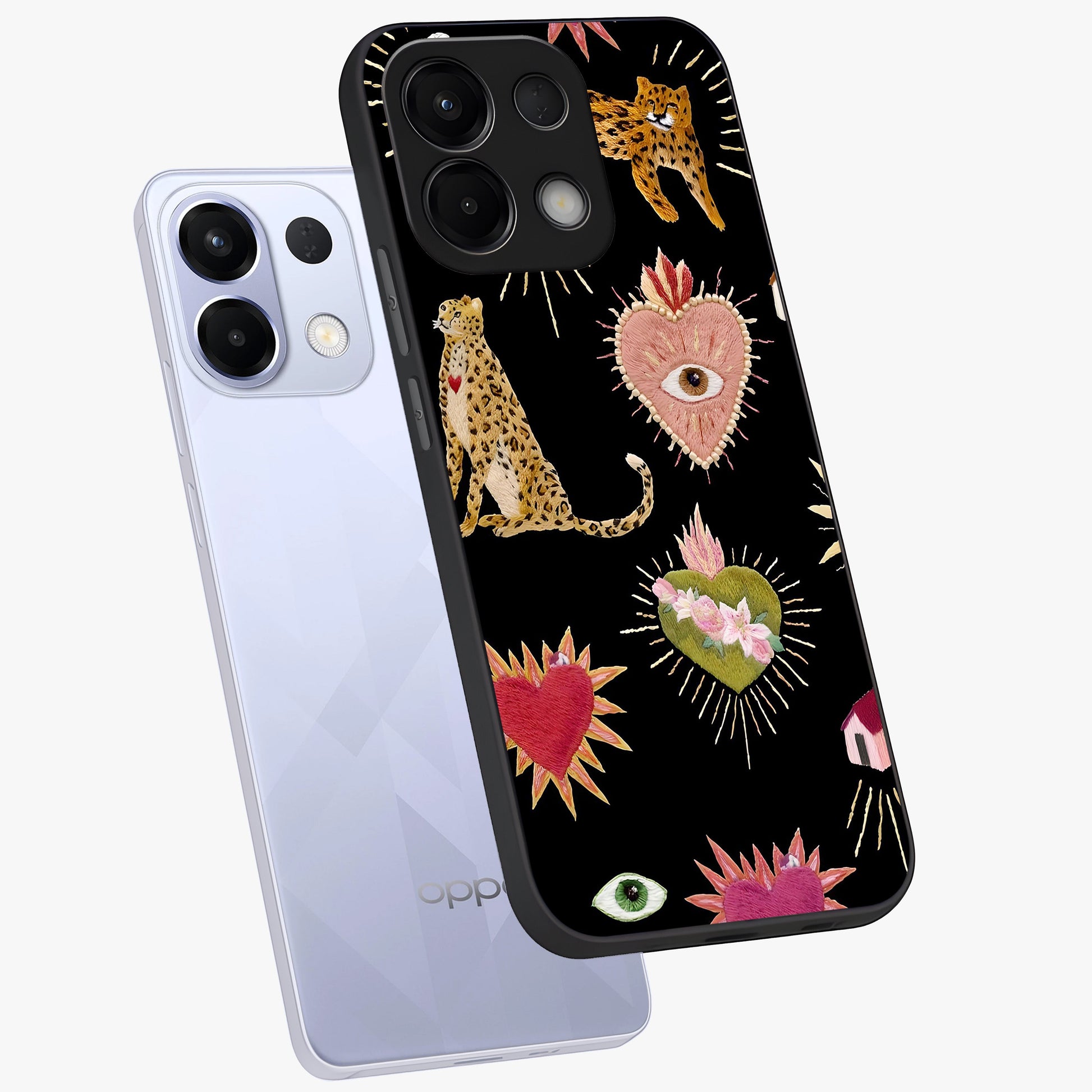 Sacred Jungle Heart Glass Case displayed in angled mockup highlighting lush tropical design with natural aesthetic style.