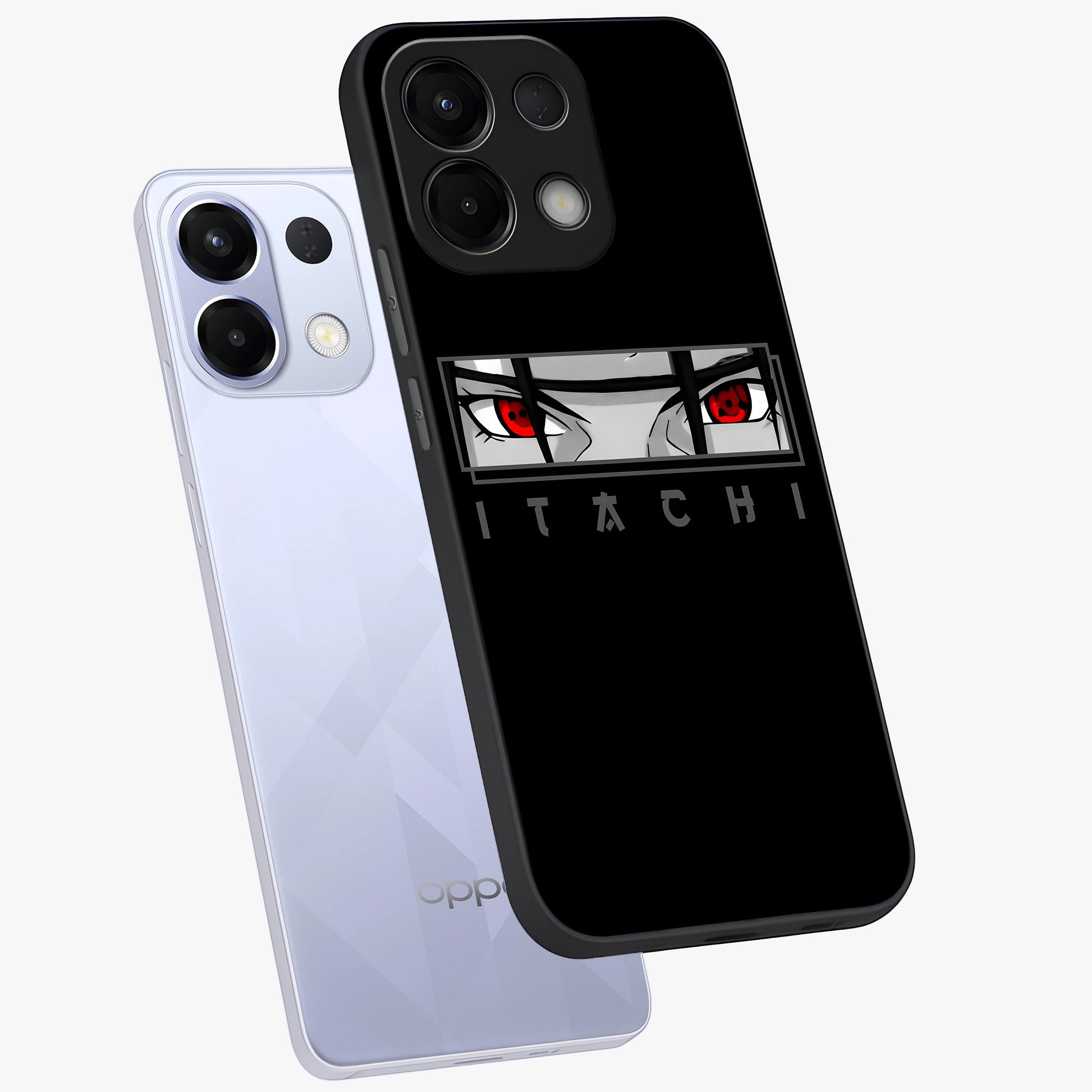 Scarlet Gaze Dominance Glass Case displayed in angled mockup highlighting intense visual design with bold scarlet aesthetic.