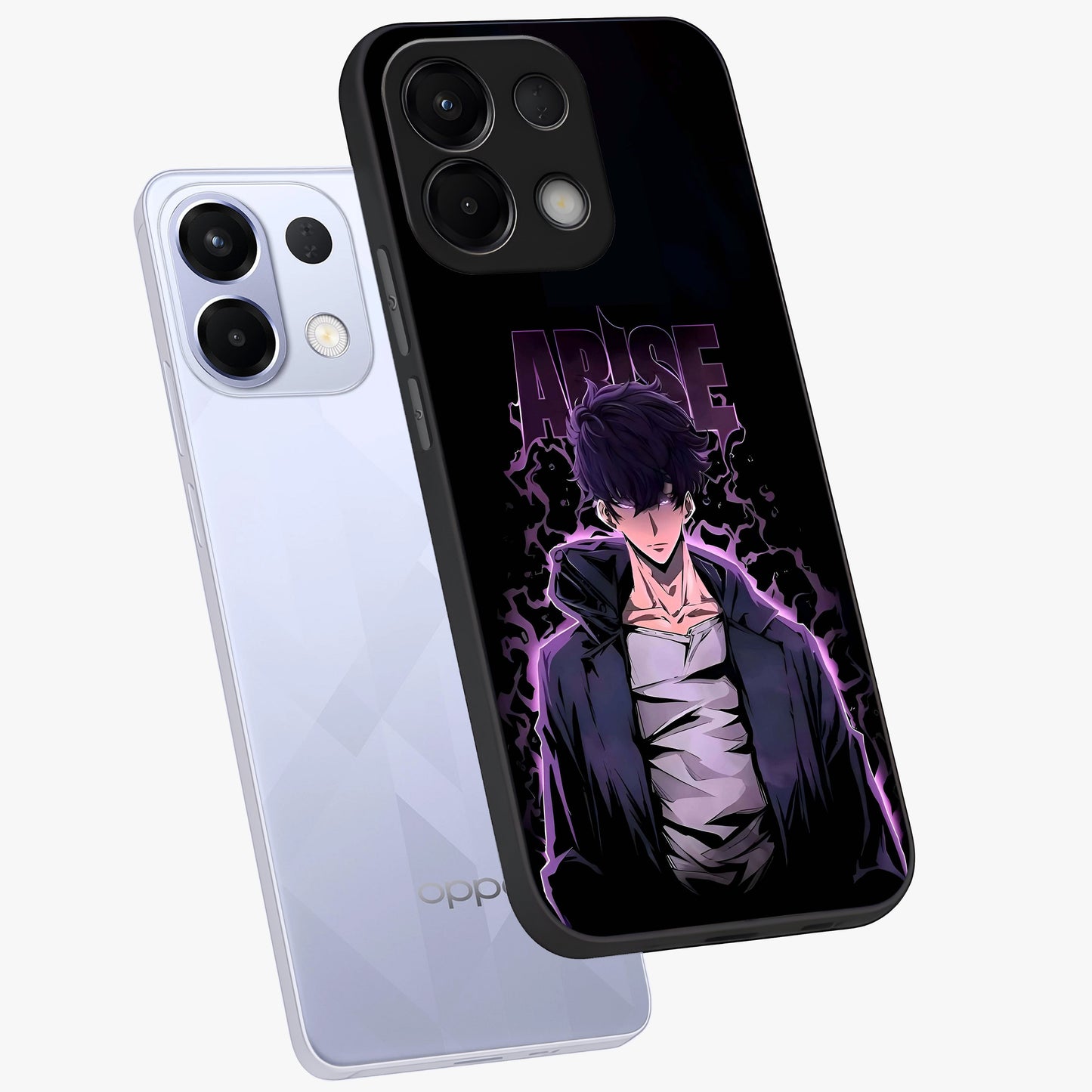Shadow Monarch Awakening Glass Case displayed in angled mockup highlighting dramatic shadow warrior design with fantasy aesthetic.