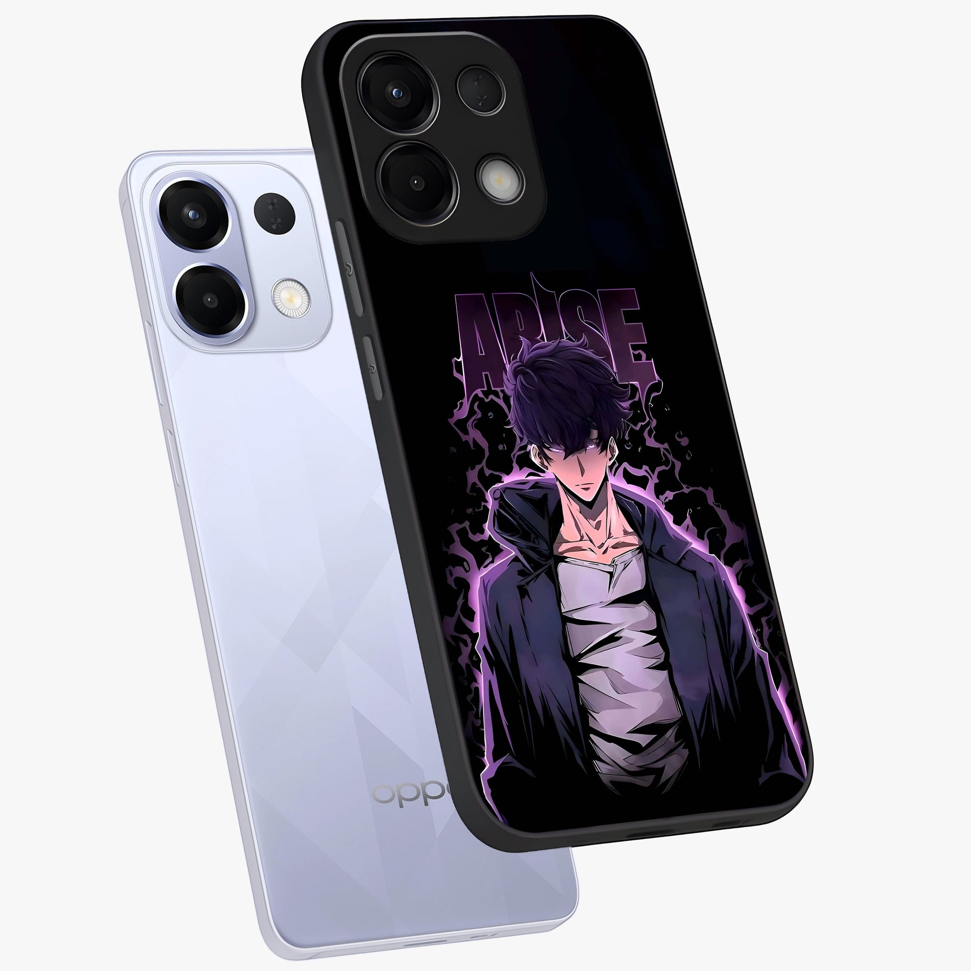 Shadow Monarch Awakening Glass Case displayed in angled mockup highlighting dramatic shadow warrior design with fantasy aesthetic.
