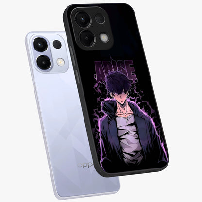 Shadow Monarch Awakening Glass Case displayed in angled mockup highlighting dramatic shadow warrior design with fantasy aesthetic.
