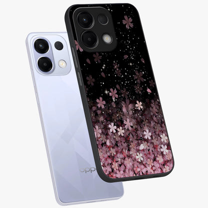 Small Starry Flowers Glass Case displayed in angled mockup highlighting tiny flower pattern with celestial aesthetic style.