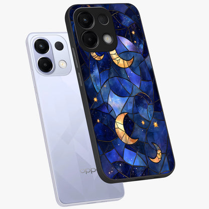 Starlit Sky Tapestry Glass Case displayed in angled mockup highlighting celestial night pattern with artistic aesthetic style.