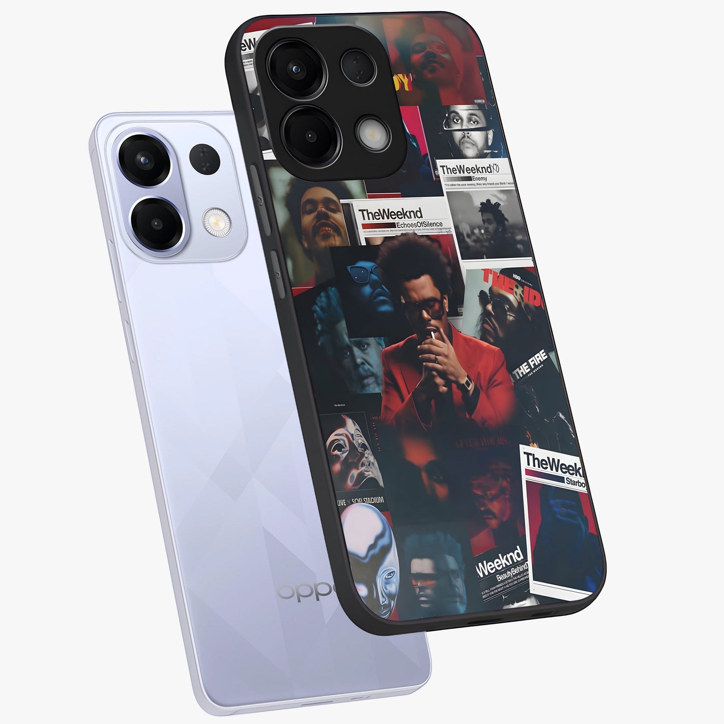 The Weeknd Glass Case displayed in angled mockup highlighting stylish pop culture inspired design with modern aesthetic.