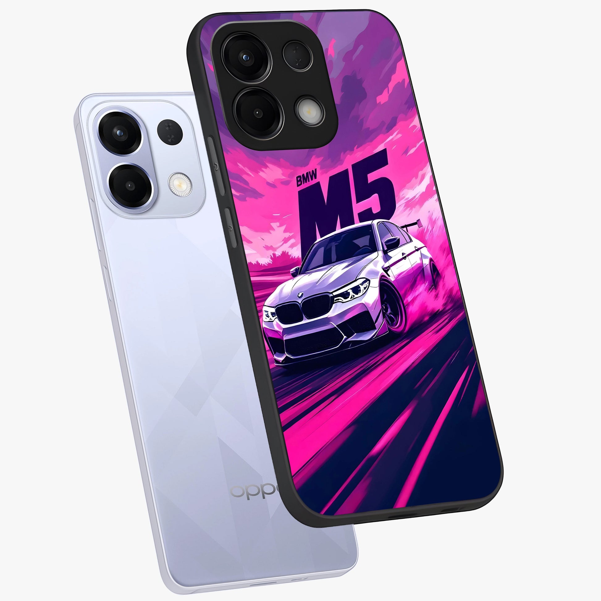 Velocity Drift Pulse Glass Case displayed in angled mockup highlighting dynamic drift design with sporty automotive aesthetic.