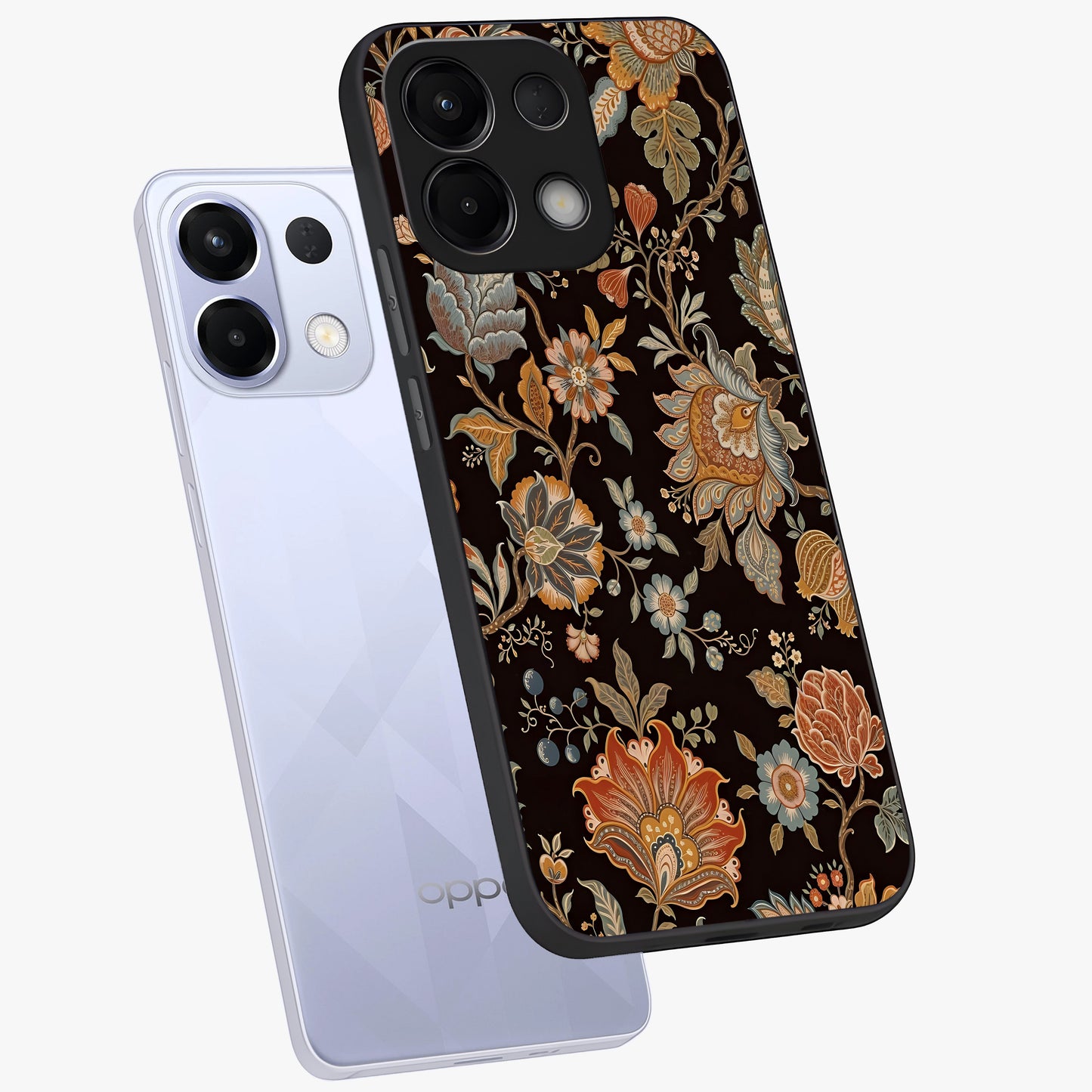 Vintage Floral Dream Glass Case displayed in angled mockup highlighting elegant vintage flower design with soft aesthetic style.