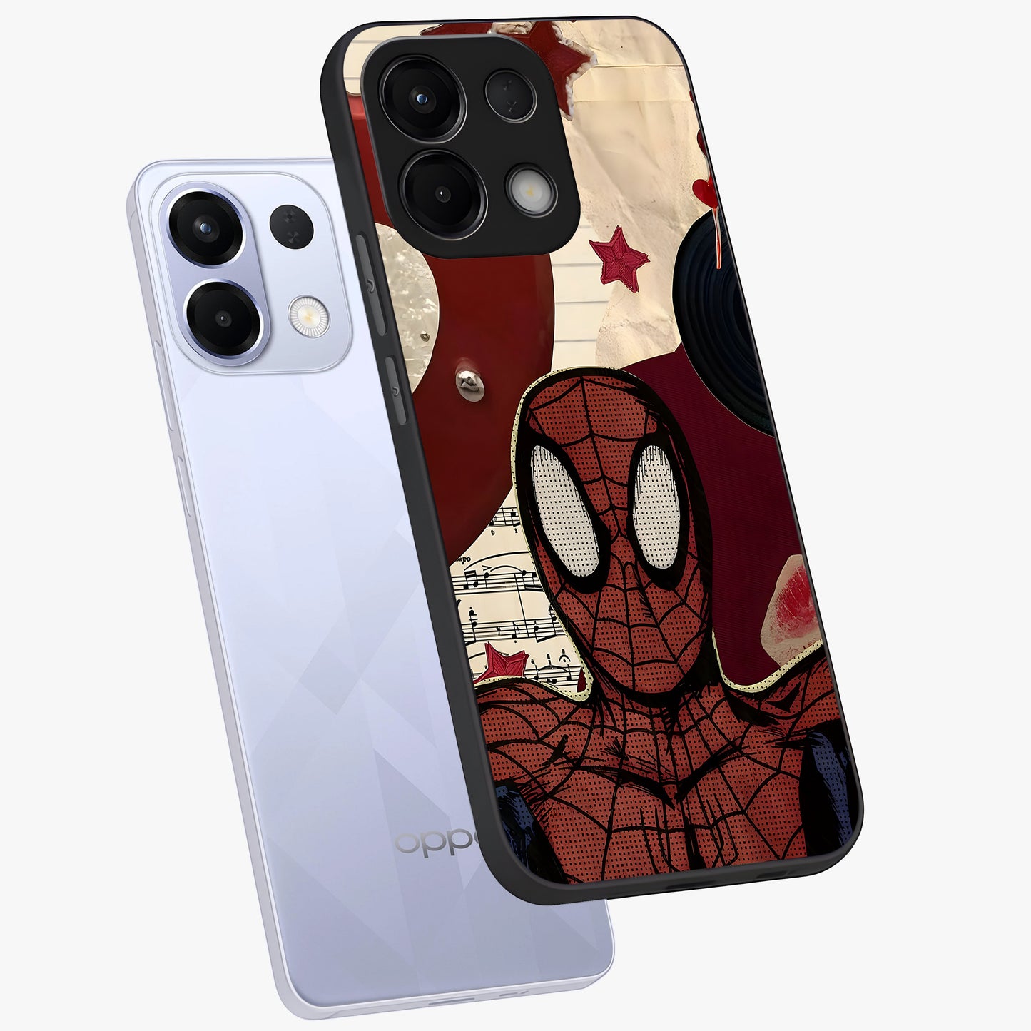 Web Warrior Vibes Glass Case displayed in angled mockup highlighting dynamic web design with comic style aesthetic.