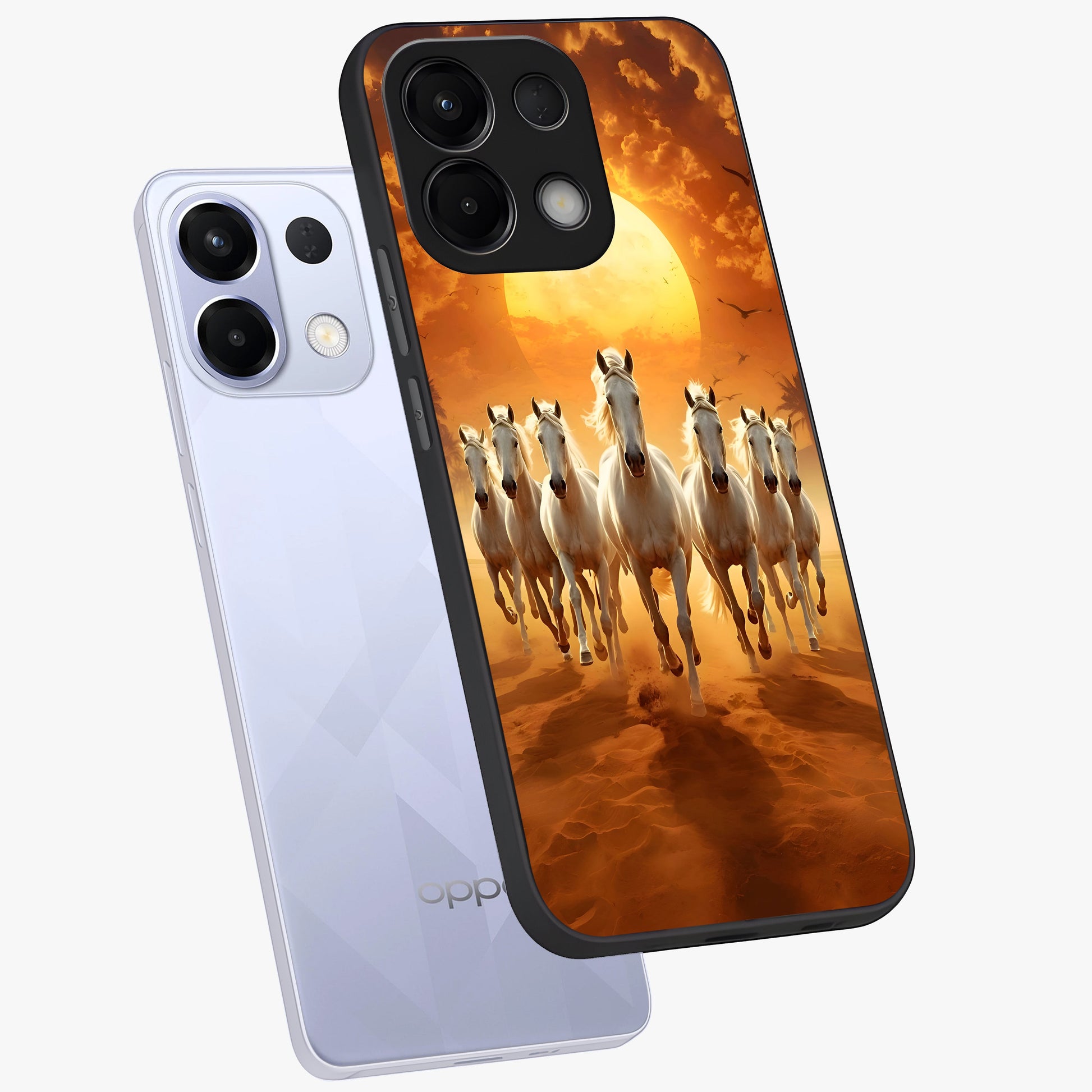 Wild Sunset Majesty Glass Case displayed in angled mockup highlighting vibrant sunset sky design with scenic aesthetic.