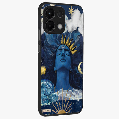 Aesthetic Lord Shiva Glass Case upright view showcasing powerful Lord Shiva artwork with devotional theme.