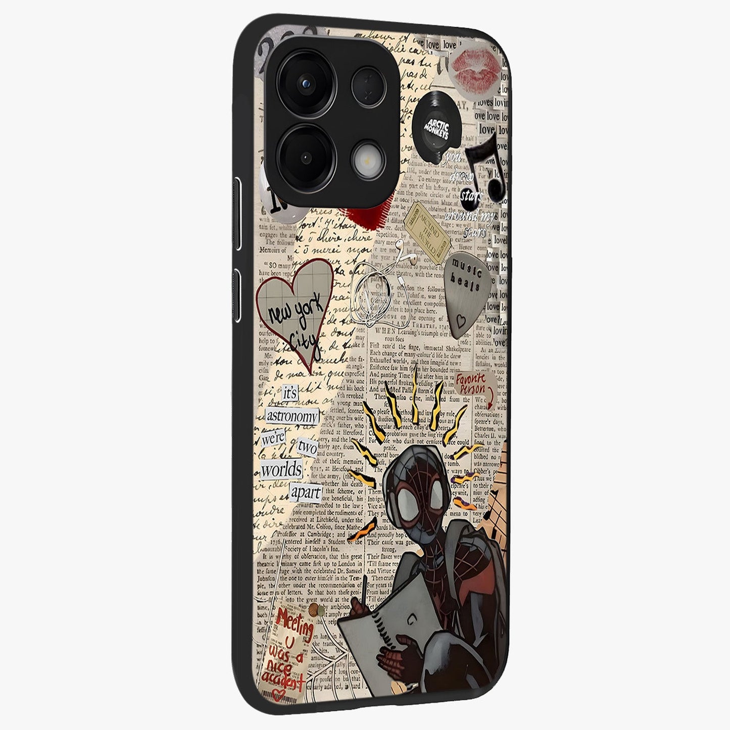 City Dream Sketch Glass Case upright view showcasing urban skyline artwork with stylish hand drawn design.
