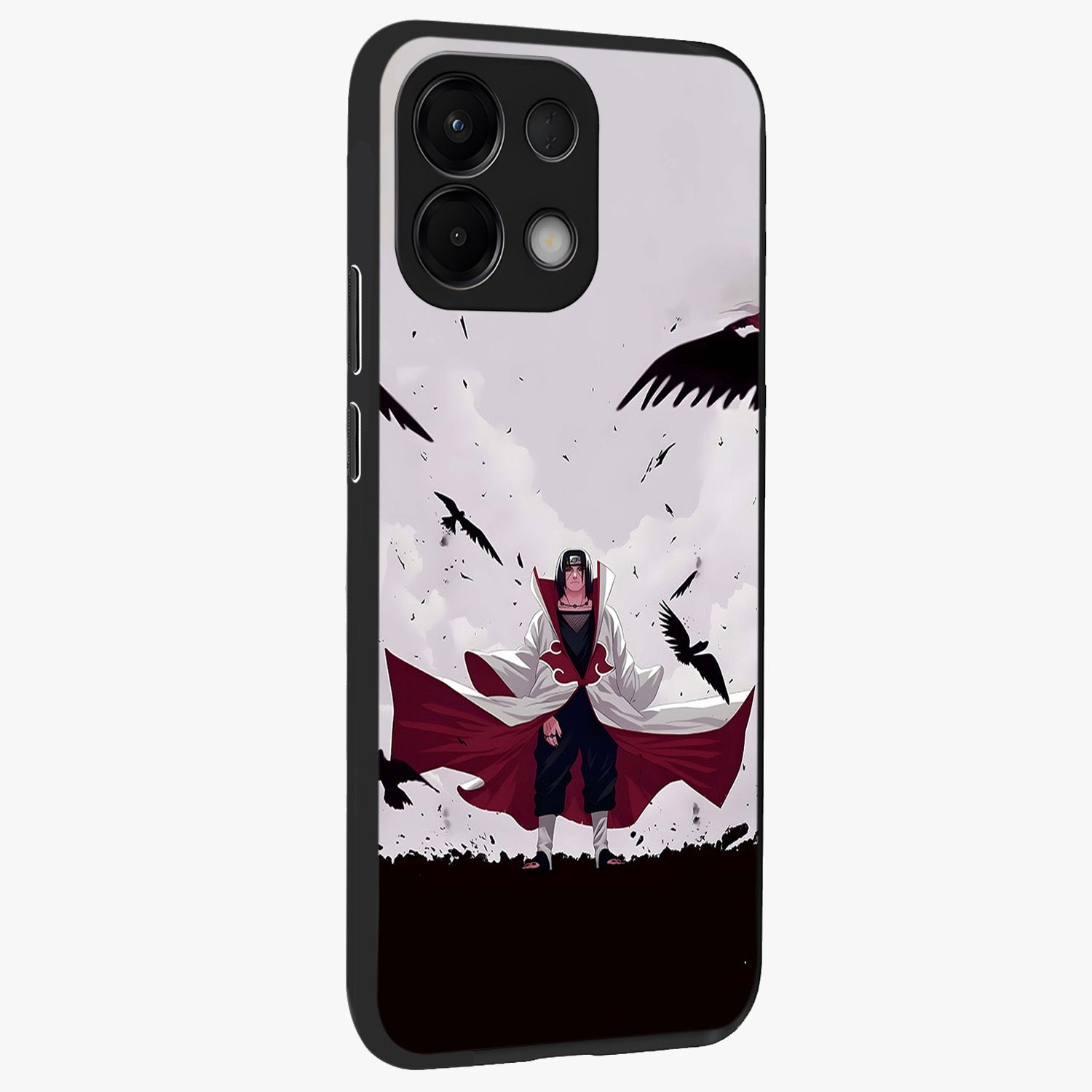 Crimson Crow Ascension Glass Case upright view showcasing dramatic crow artwork with bold gothic theme.