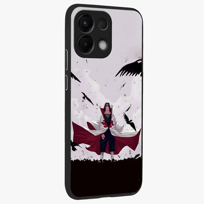Crimson Crow Ascension Glass Case upright view showcasing dramatic crow artwork with bold gothic theme.