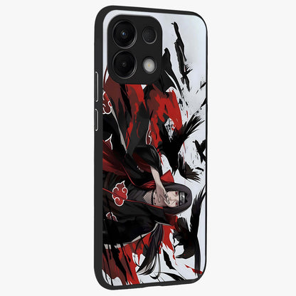 Crimson Crow Illusion Glass Case upright view showcasing striking crow illusion artwork with intense crimson theme.