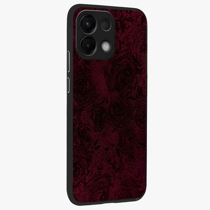 Crimson Fade Flow Glass Case upright view showcasing dynamic crimson flow artwork with stylish abstract theme.