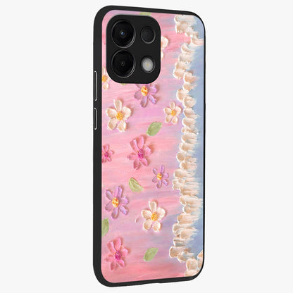 Dreamy Painted Garden Glass Case upright view showcasing vibrant floral garden artwork with artistic nature theme.