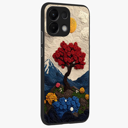 Eternal Nature Tapestry Glass Case upright view showcasing elegant nature tapestry design with decorative style.